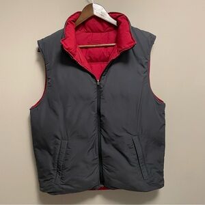 Eddie Bauer Goose Down Filled Reversible Grey and Red Puffer Vest Men’s Medium